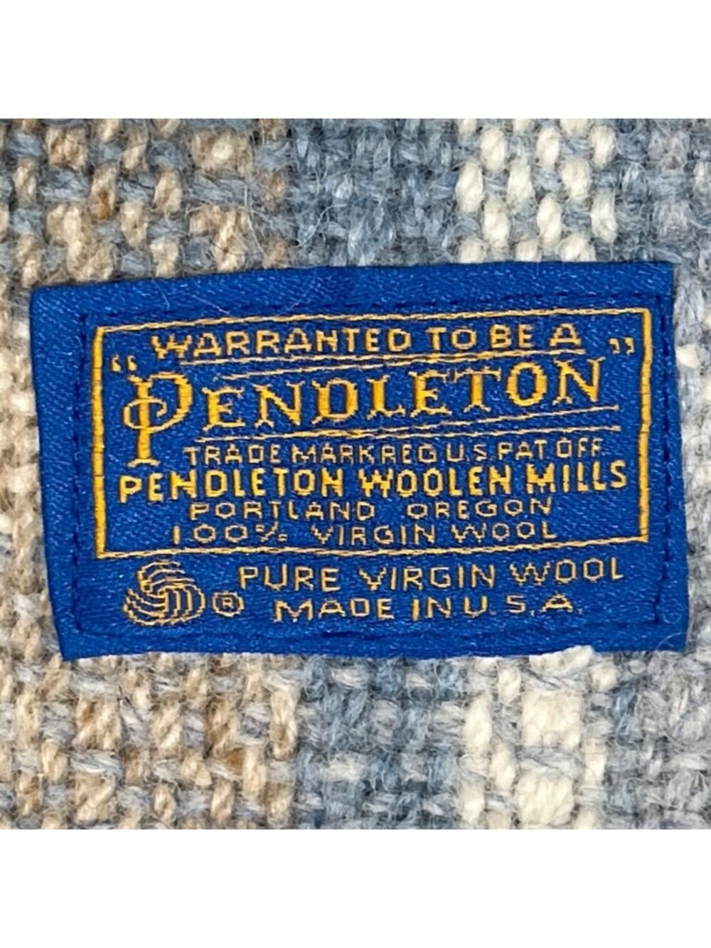 Pendleton Virgin Wool Fringed Throw Blanket Pastel Blue Tan Plaid Vintage - Picture 3 of 6